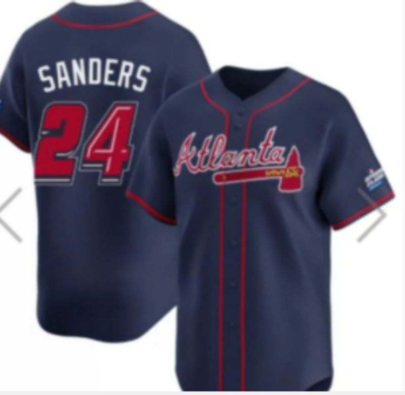 Men Atlanta Braves Nike #24 Sanders Blue 2025 MLB Jersey 05->atlanta braves->MLB Jersey